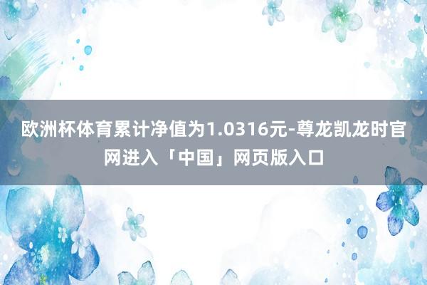 欧洲杯体育累计净值为1.0316元-尊龙凯龙时官网进入「中国」网页版入口