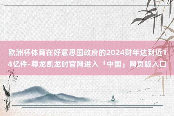 欧洲杯体育在好意思国政府的2024财年达到近14亿件-尊龙凯龙时官网进入「中国」网页版入口