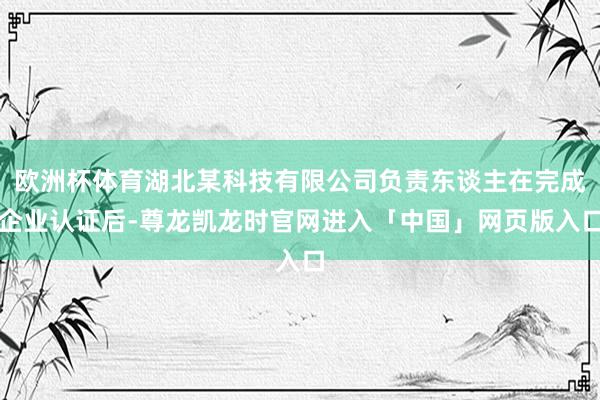欧洲杯体育湖北某科技有限公司负责东谈主在完成企业认证后-尊龙凯龙时官网进入「中国」网页版入口