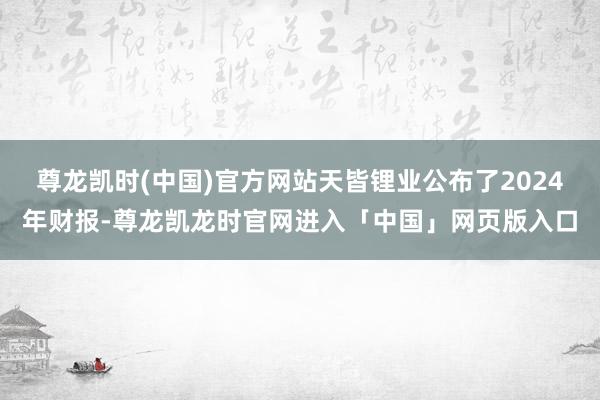 尊龙凯时(中国)官方网站天皆锂业公布了2024年财报-尊龙凯龙时官网进入「中国」网页版入口