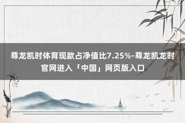 尊龙凯时体育现款占净值比7.25%-尊龙凯龙时官网进入「中国」网页版入口