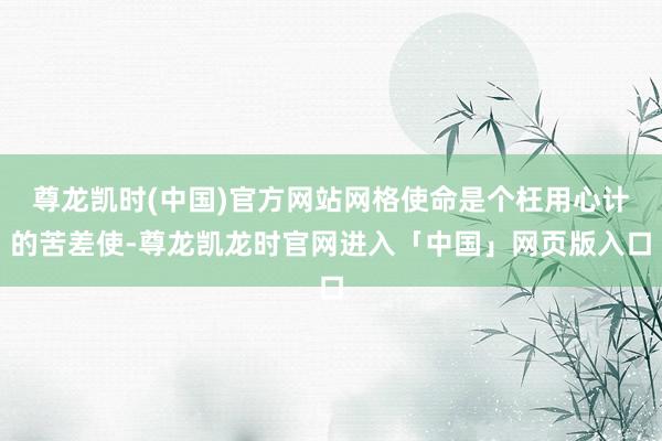 尊龙凯时(中国)官方网站网格使命是个枉用心计的苦差使-尊龙凯龙时官网进入「中国」网页版入口