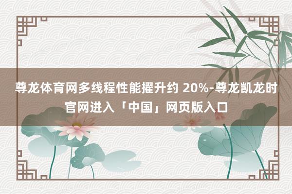 尊龙体育网多线程性能擢升约 20%-尊龙凯龙时官网进入「中国」网页版入口