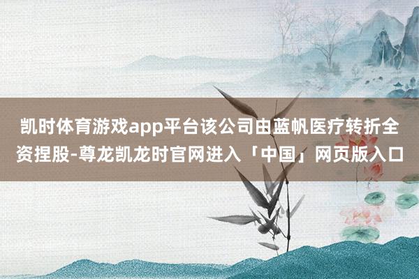 凯时体育游戏app平台该公司由蓝帆医疗转折全资捏股-尊龙凯龙时官网进入「中国」网页版入口