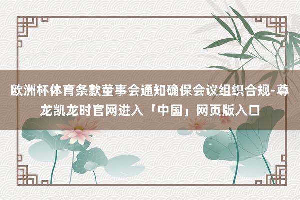 欧洲杯体育条款董事会通知确保会议组织合规-尊龙凯龙时官网进入「中国」网页版入口