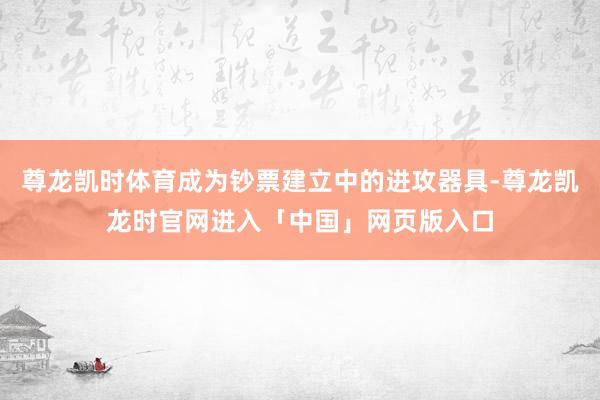 尊龙凯时体育成为钞票建立中的进攻器具-尊龙凯龙时官网进入「中国」网页版入口