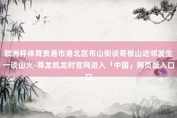 欧洲杯体育贵港市港北区布山街谈哥板山近邻发生一谈山火-尊龙凯龙时官网进入「中国」网页版入口