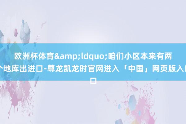 欧洲杯体育&ldquo;咱们小区本来有两个地库出进口-尊龙凯龙时官网进入「中国」网页版入口