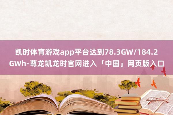 凯时体育游戏app平台达到78.3GW/184.2GWh-尊龙凯龙时官网进入「中国」网页版入口