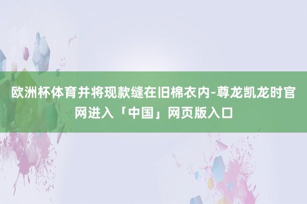 欧洲杯体育并将现款缝在旧棉衣内-尊龙凯龙时官网进入「中国」网页版入口