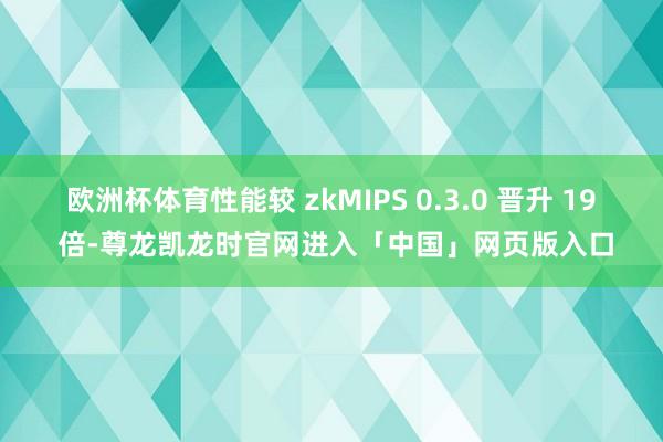 欧洲杯体育性能较 zkMIPS 0.3.0 晋升 19 倍-尊龙凯龙时官网进入「中国」网页版入口