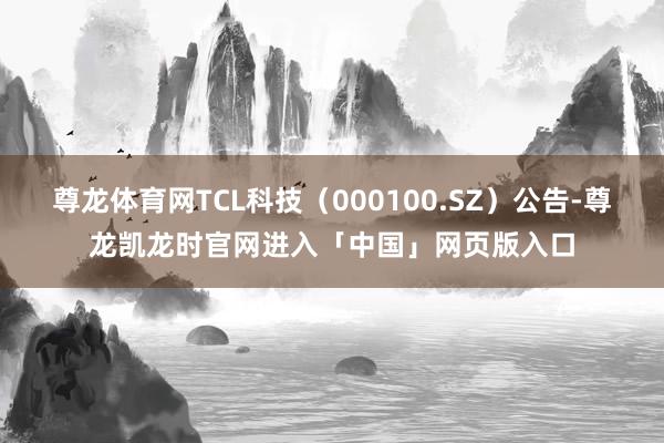 尊龙体育网TCL科技（000100.SZ）公告-尊龙凯龙时官网进入「中国」网页版入口
