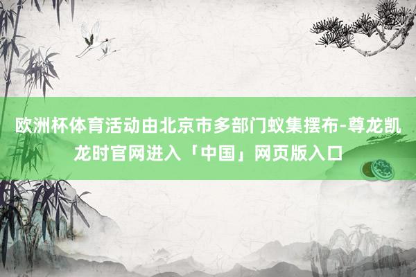 欧洲杯体育活动由北京市多部门蚁集摆布-尊龙凯龙时官网进入「中国」网页版入口