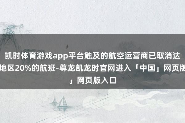 凯时体育游戏app平台触及的航空运营商已取消达拉斯地区20%的航班-尊龙凯龙时官网进入「中国」网页版入口