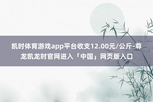 凯时体育游戏app平台收支12.00元/公斤-尊龙凯龙时官网进入「中国」网页版入口