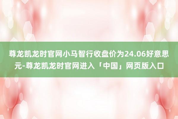 尊龙凯龙时官网小马智行收盘价为24.06好意思元-尊龙凯龙时官网进入「中国」网页版入口