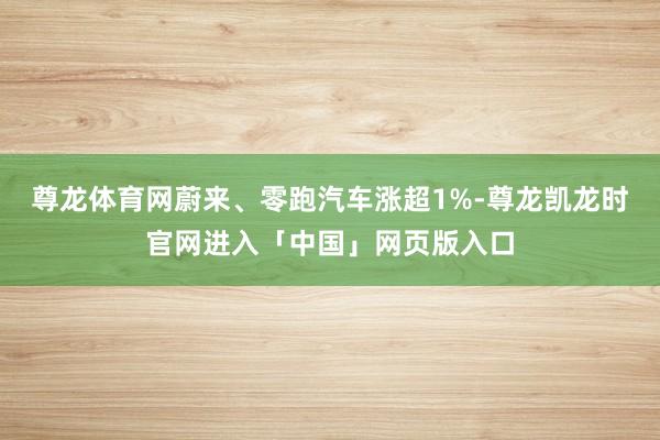 尊龙体育网蔚来、零跑汽车涨超1%-尊龙凯龙时官网进入「中国」网页版入口