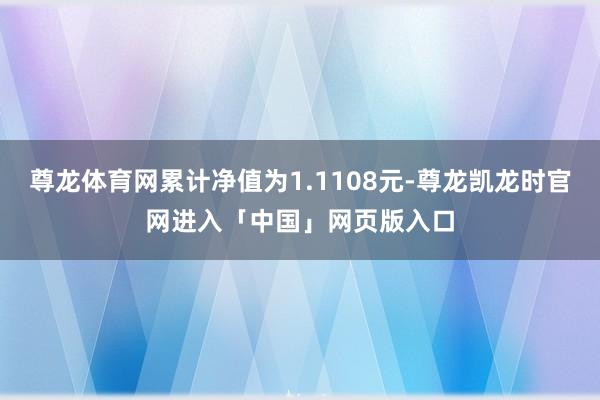 尊龙体育网累计净值为1.1108元-尊龙凯龙时官网进入「中国」网页版入口