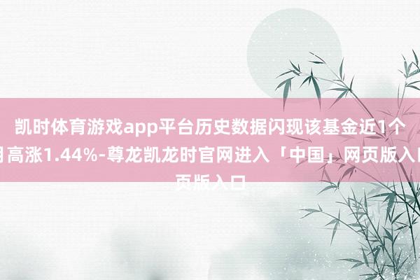 凯时体育游戏app平台历史数据闪现该基金近1个月高涨1.44%-尊龙凯龙时官网进入「中国」网页版入口