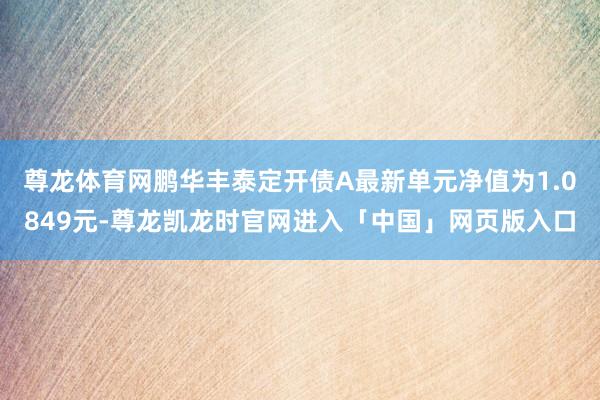 尊龙体育网鹏华丰泰定开债A最新单元净值为1.0849元-尊龙凯龙时官网进入「中国」网页版入口