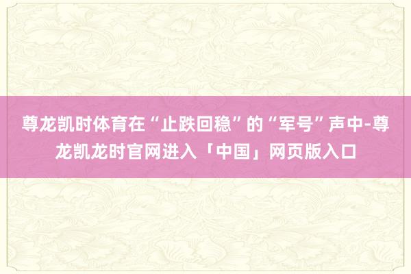 尊龙凯时体育在“止跌回稳”的“军号”声中-尊龙凯龙时官网进入「中国」网页版入口
