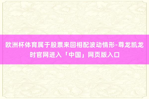 欧洲杯体育属于股票来回相配波动情形-尊龙凯龙时官网进入「中国」网页版入口