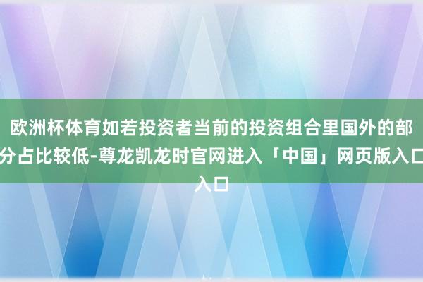 欧洲杯体育如若投资者当前的投资组合里国外的部分占比较低-尊龙凯龙时官网进入「中国」网页版入口