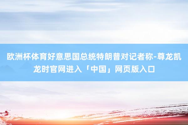 欧洲杯体育好意思国总统特朗普对记者称-尊龙凯龙时官网进入「中国」网页版入口