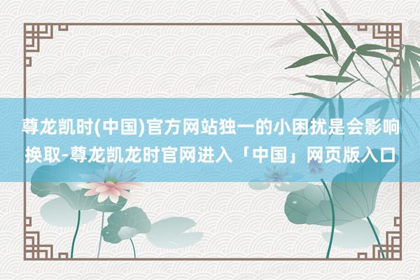 尊龙凯时(中国)官方网站独一的小困扰是会影响换取-尊龙凯龙时官网进入「中国」网页版入口