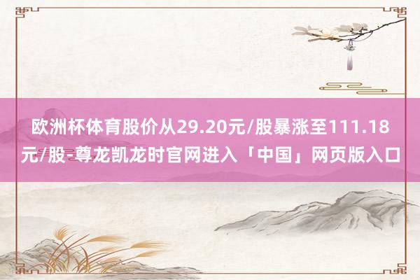 欧洲杯体育股价从29.20元/股暴涨至111.18元/股-尊龙凯龙时官网进入「中国」网页版入口