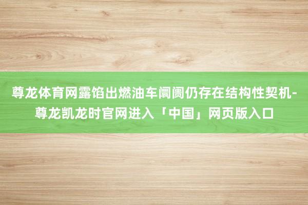 尊龙体育网露馅出燃油车阛阓仍存在结构性契机-尊龙凯龙时官网进入「中国」网页版入口