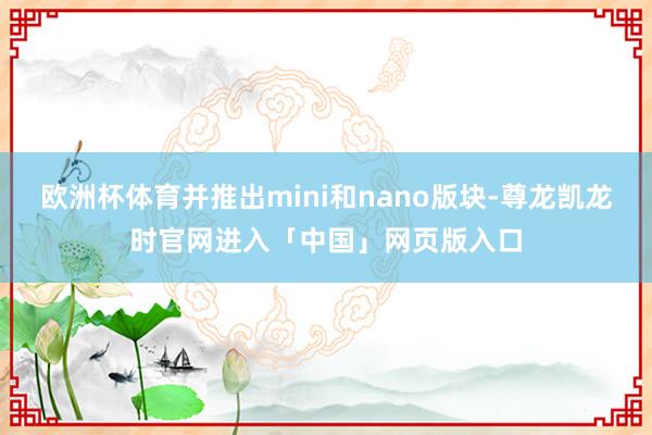 欧洲杯体育并推出mini和nano版块-尊龙凯龙时官网进入「中国」网页版入口