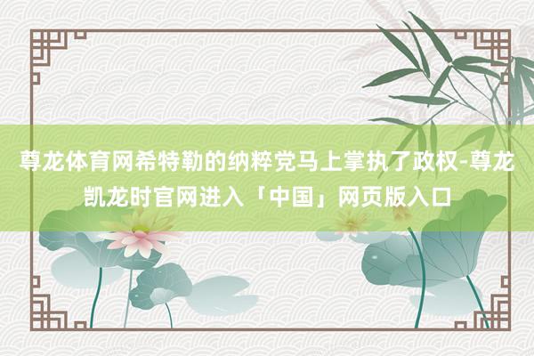 尊龙体育网希特勒的纳粹党马上掌执了政权-尊龙凯龙时官网进入「中国」网页版入口