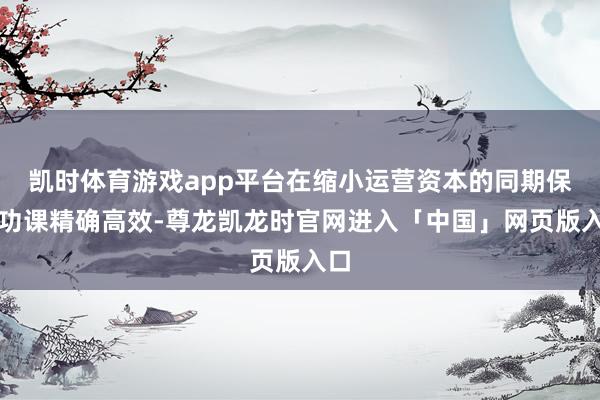 凯时体育游戏app平台在缩小运营资本的同期保险功课精确高效-尊龙凯龙时官网进入「中国」网页版入口