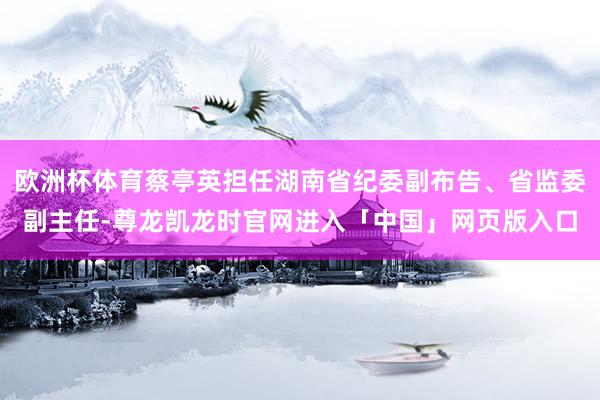 欧洲杯体育蔡亭英担任湖南省纪委副布告、省监委副主任-尊龙凯龙时官网进入「中国」网页版入口