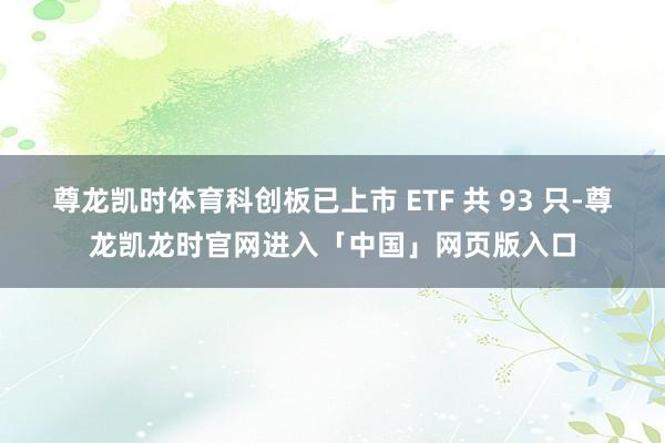 尊龙凯时体育科创板已上市 ETF 共 93 只-尊龙凯龙时官网进入「中国」网页版入口