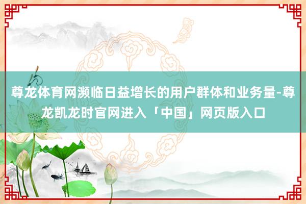 尊龙体育网濒临日益增长的用户群体和业务量-尊龙凯龙时官网进入「中国」网页版入口