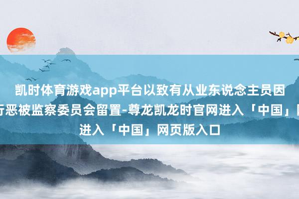 凯时体育游戏app平台以致有从业东说念主员因涉嫌职务行恶被监察委员会留置-尊龙凯龙时官网进入「中国」网页版入口