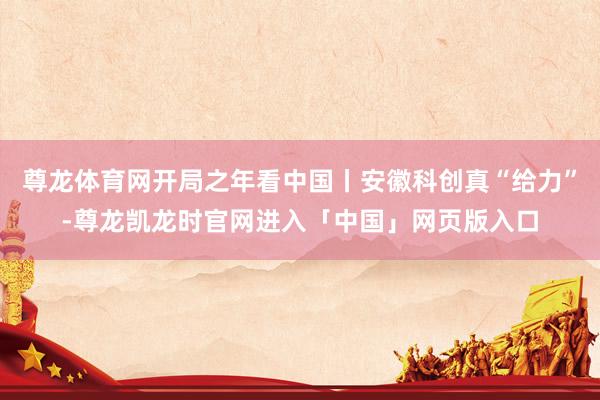 尊龙体育网开局之年看中国丨安徽科创真“给力”-尊龙凯龙时官网进入「中国」网页版入口