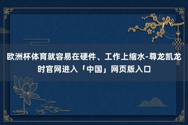 欧洲杯体育就容易在硬件、工作上缩水-尊龙凯龙时官网进入「中国」网页版入口