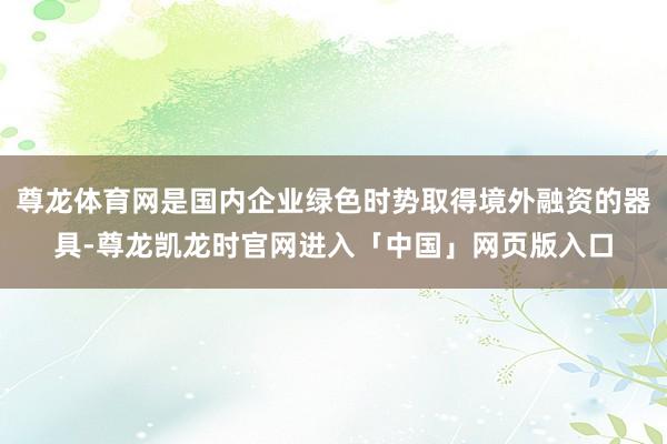 尊龙体育网是国内企业绿色时势取得境外融资的器具-尊龙凯龙时官网进入「中国」网页版入口