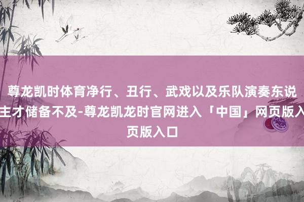尊龙凯时体育净行、丑行、武戏以及乐队演奏东说念主才储备不及-尊龙凯龙时官网进入「中国」网页版入口