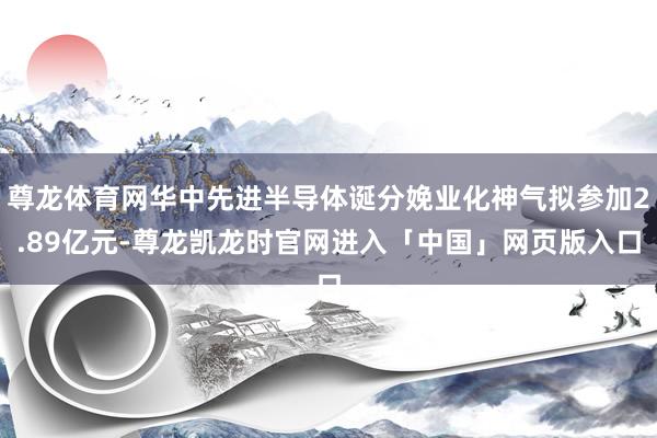 尊龙体育网华中先进半导体诞分娩业化神气拟参加2.89亿元-尊龙凯龙时官网进入「中国」网页版入口