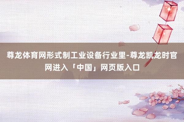 尊龙体育网形式制工业设备行业里-尊龙凯龙时官网进入「中国」网页版入口